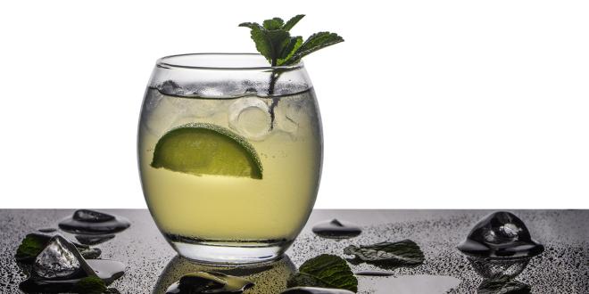 a mocktail with lime and mint